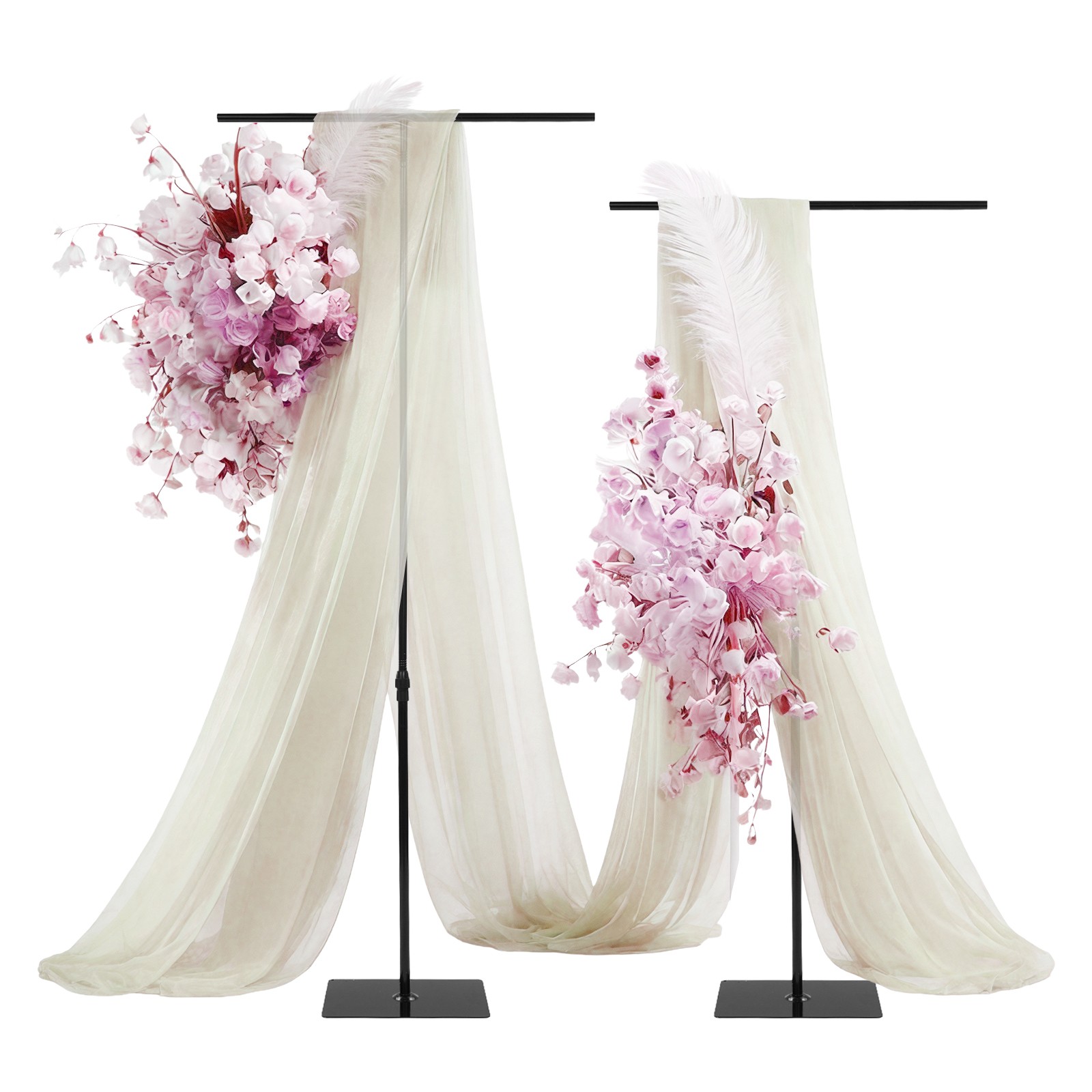 2 PCS Wedding Backdrop Stands Adjustable Height 80-240cm Backdrop Stands Black