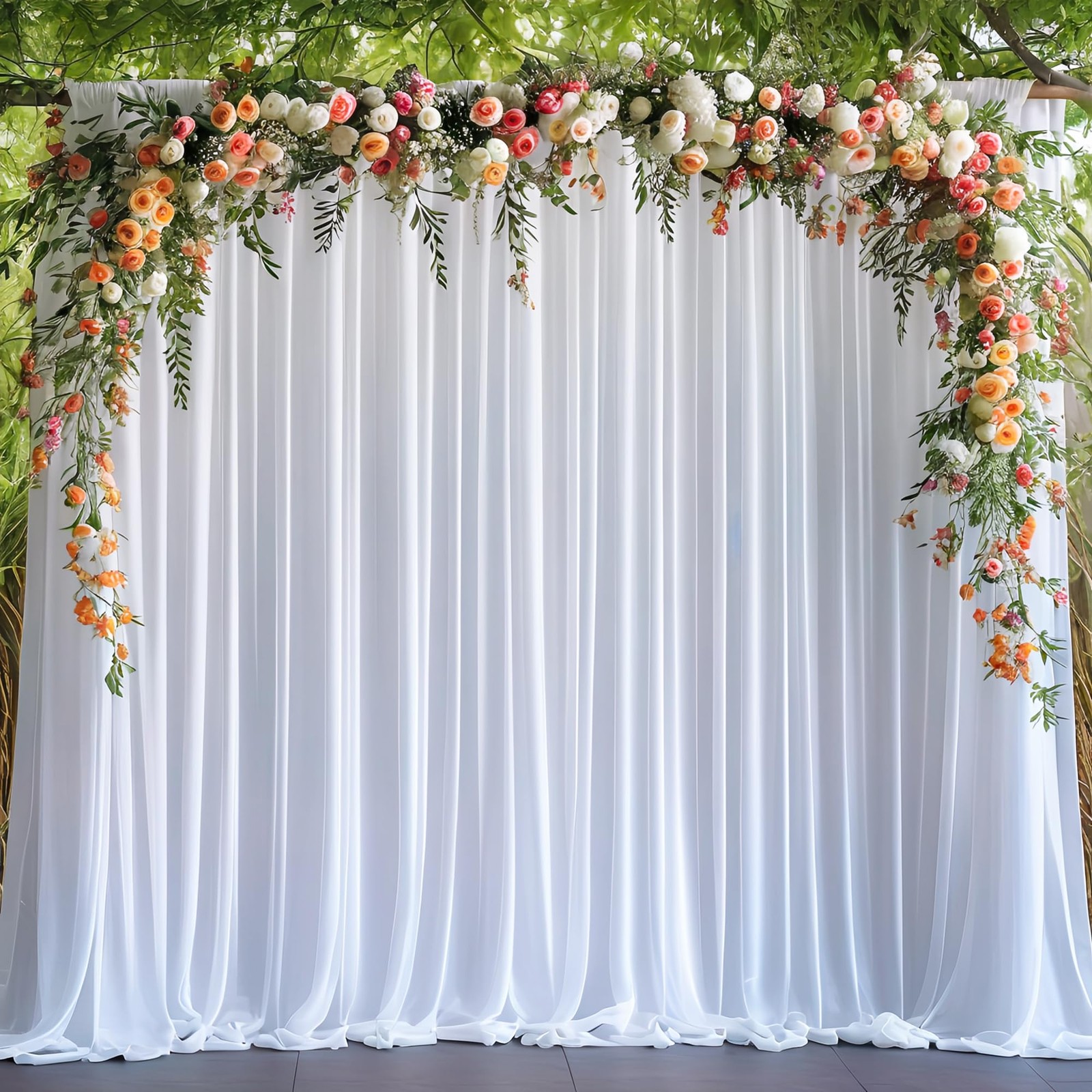 10×10 Ft White Backdrop Curtains For Parties 2 Panels Rod Pocket Hub