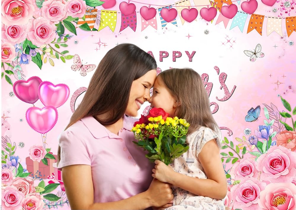 7X5ft Happy Mother’s Day Backdrop Watercolor Flower Background Mothers Day Birth