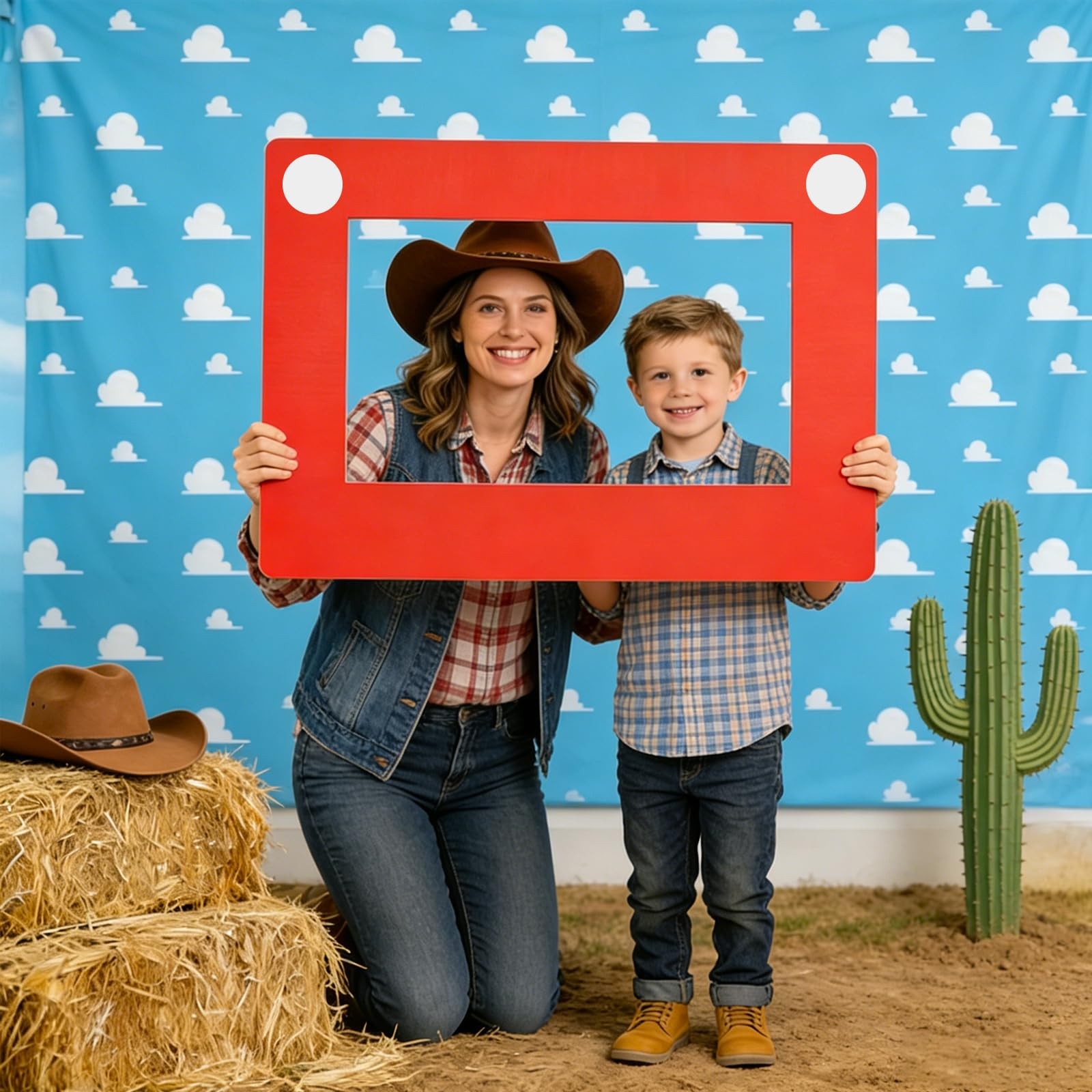 Cartoon Story Photo Booth Prop Decorations 7 x 5 Ft Blue Sky White Cloud Back…