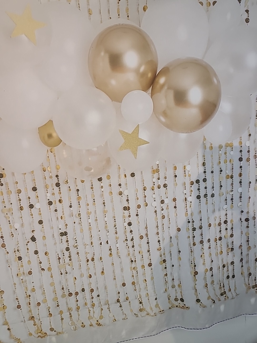 Kate Backdrop 5′ x 7′ Gold & White Balloons Photography Background Wrinkle Free