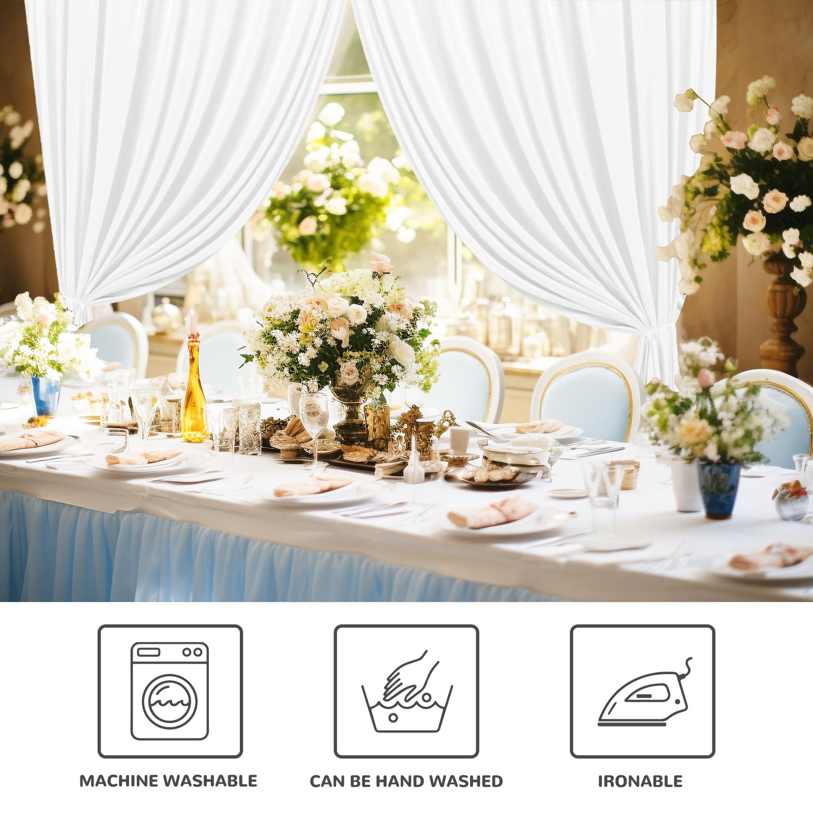 White Backdrop Curtain for Parties Wedding Photo Drapes 5×7 Feet 2 Panels