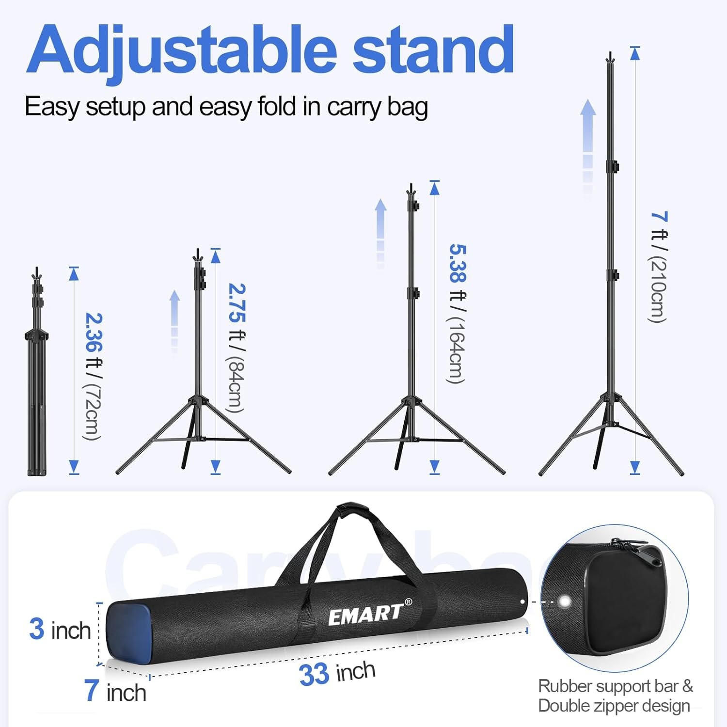 EMART Backdrop Stand 10x7ft(WxH) Photo Studio Adjustable Background Stand Black