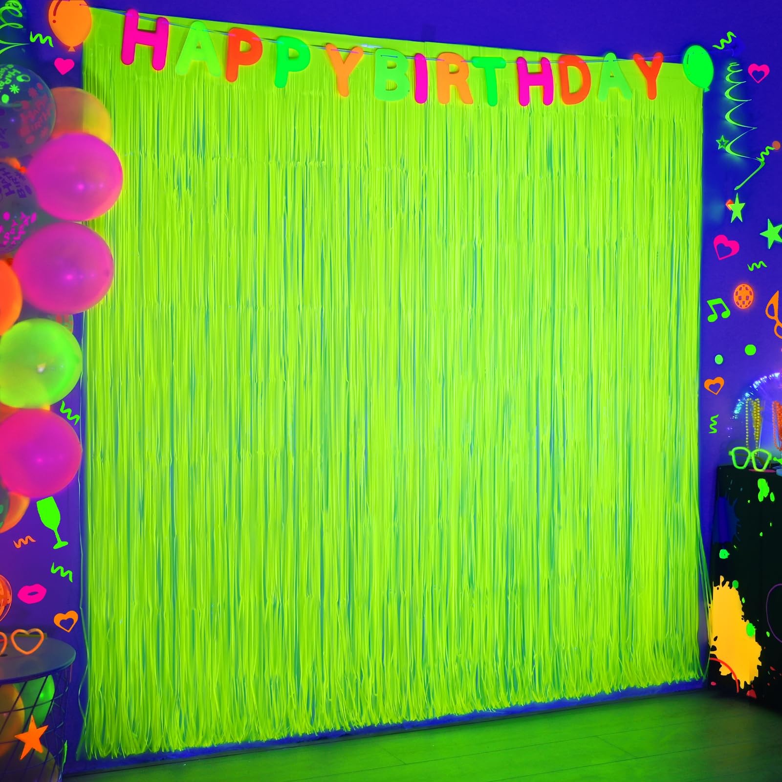 Mega-L Glow in The Dark Party Supplies, Neon Party Decorations, 2 Pack 6.6×6….