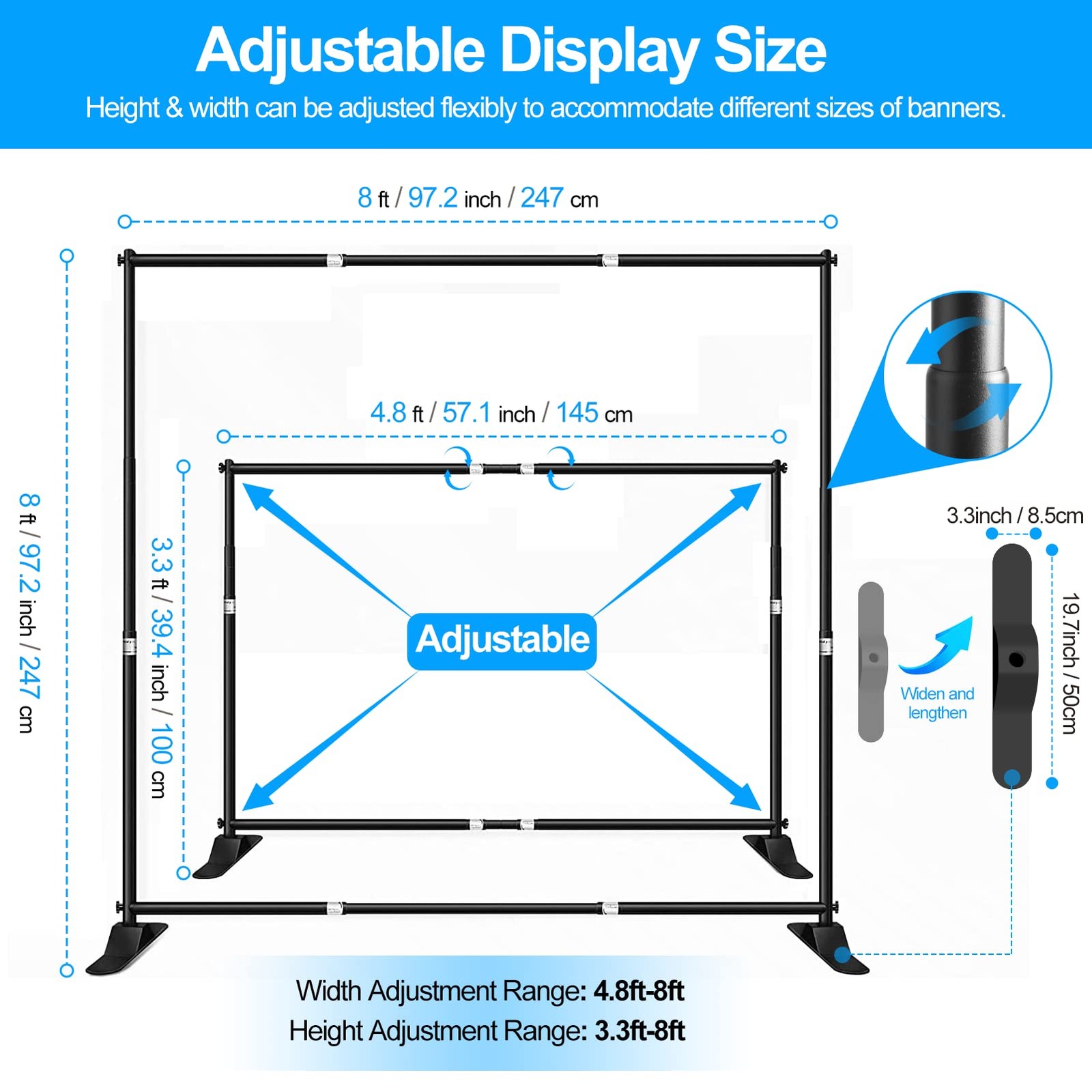 8×8 ft Backdrop Banner Stand, Heavy Duty Adjustable Background Stand Kit with…
