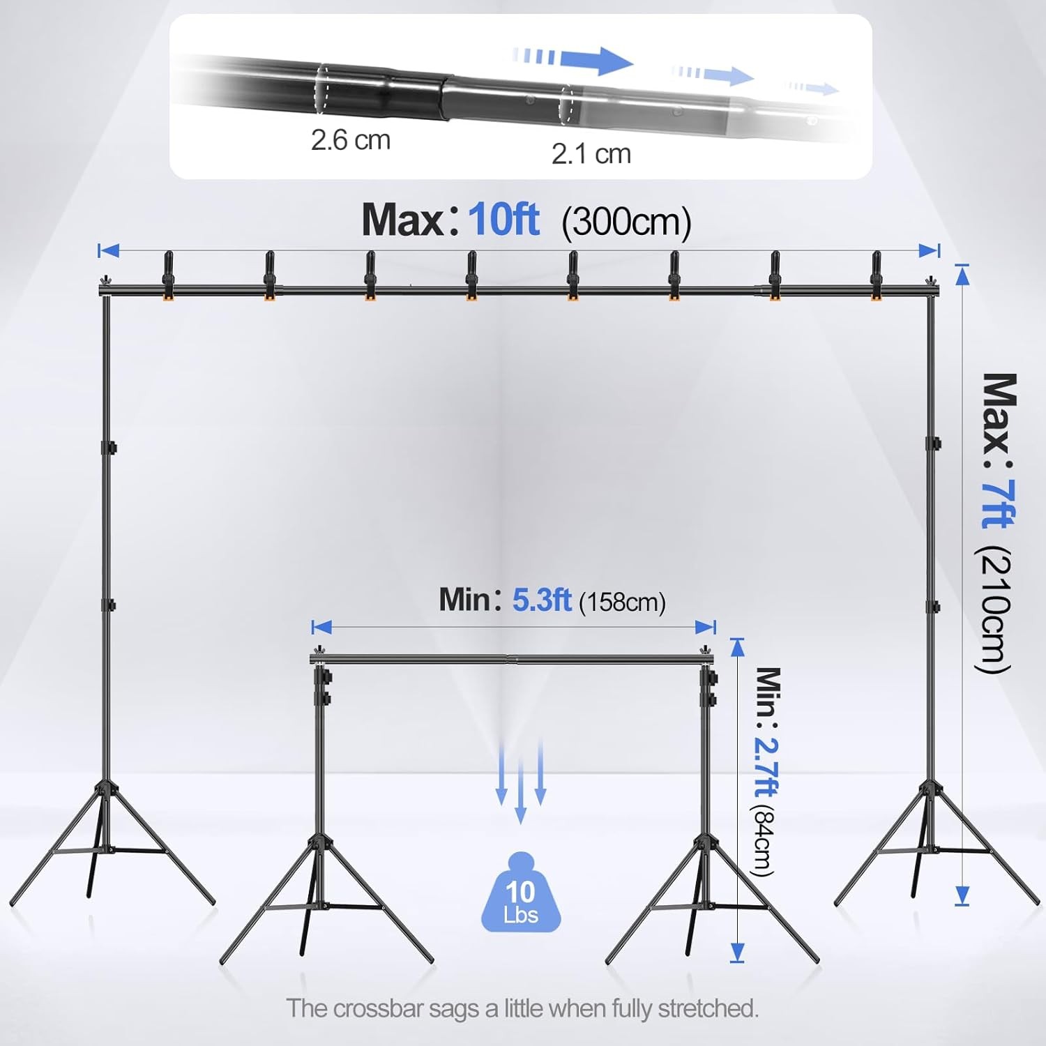 Adjustable Photography Backdrop Stand Studio Background Support Kit Wedding