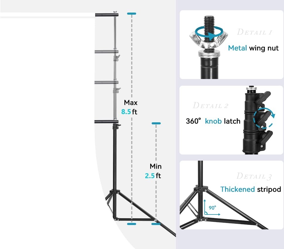 8.5 X 10FT/2.6 X 3M Background Stand Support System Kit with Carrying Case fo…