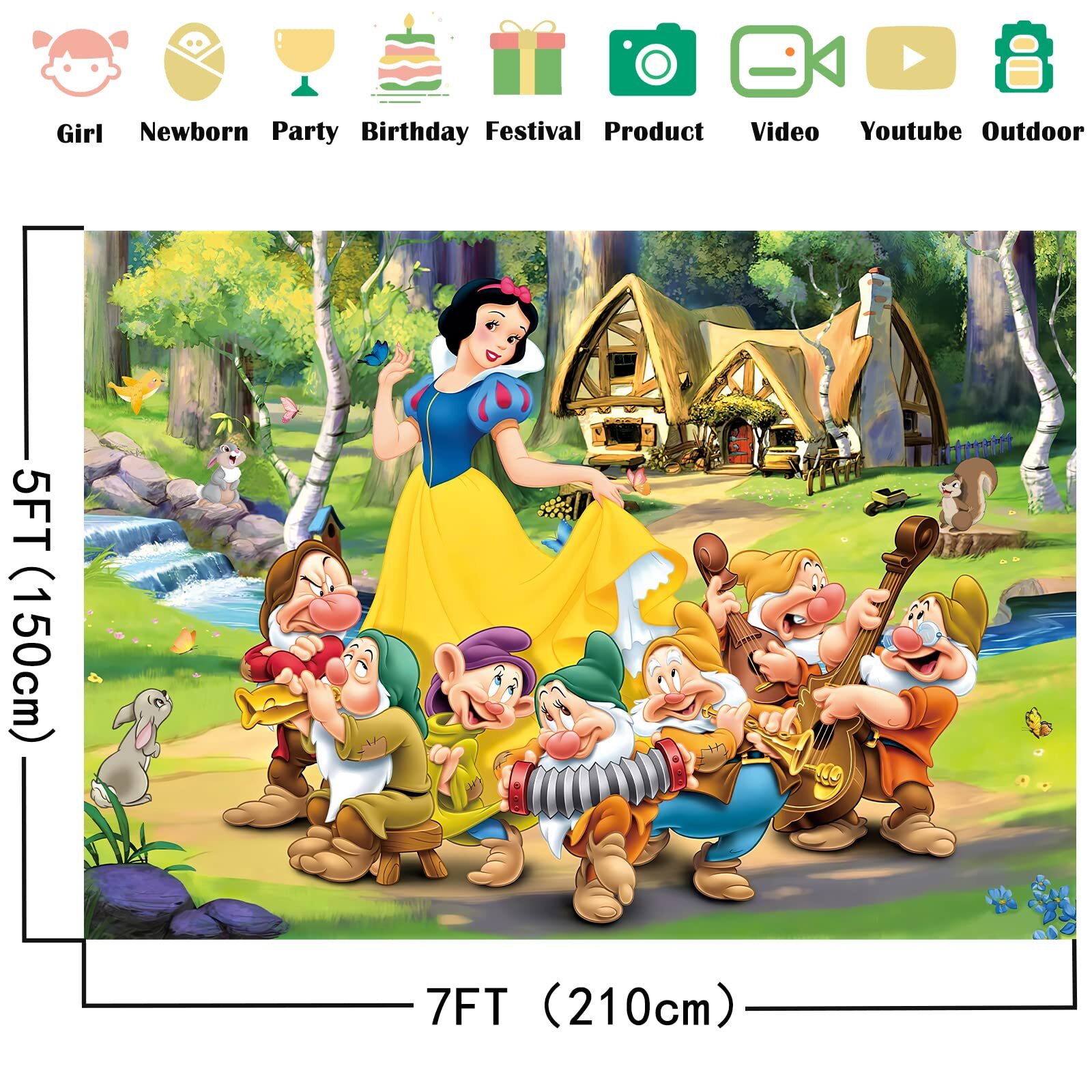 Princess Backdrop7x5 Ft Princess Banner Princess Background Princess Backdrop Pr