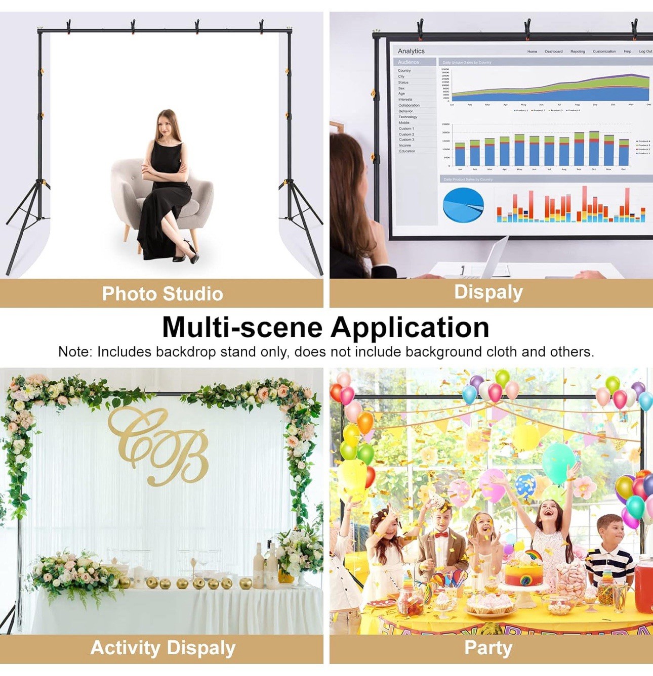 LINCO Lincostore Backdrop Support Stand Kit 10×6.5ft Adjustable Photography 4171