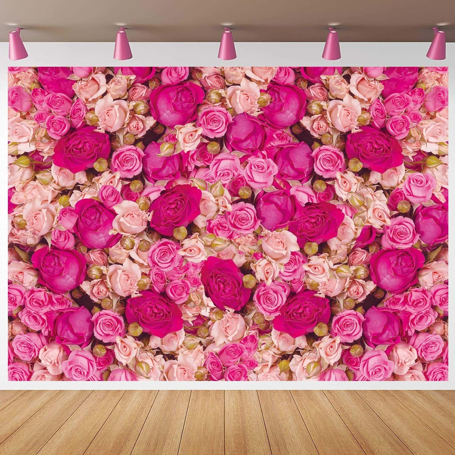 Charming 6x4FT Pink Floral Backdrop for Princess Parties and Photo Shoots