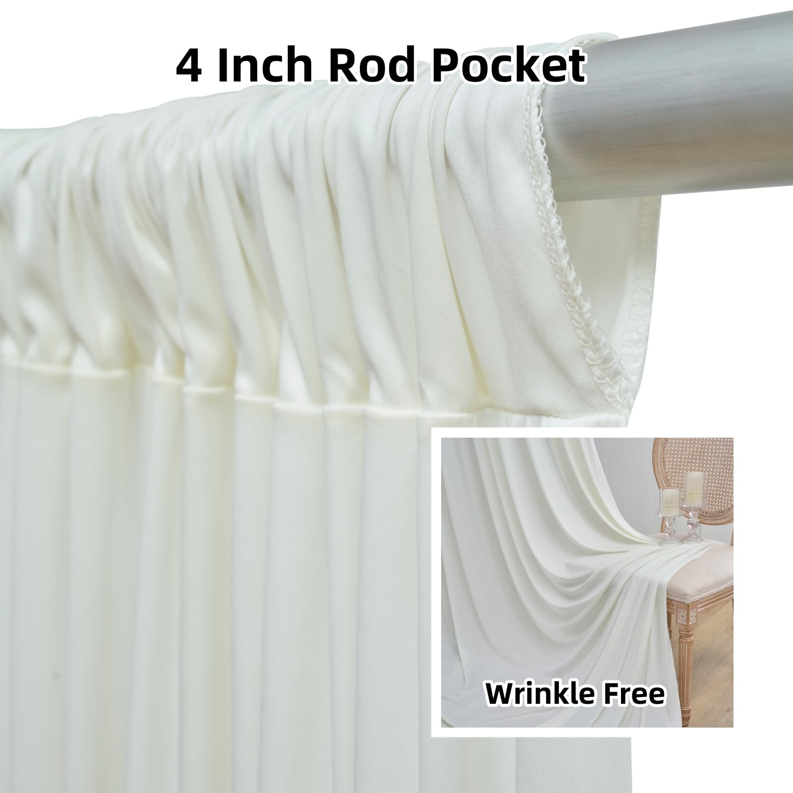 10x12ft Ivory Wrinkle Free Backdrop Curtain 2 Panels 5x12ft Drapes