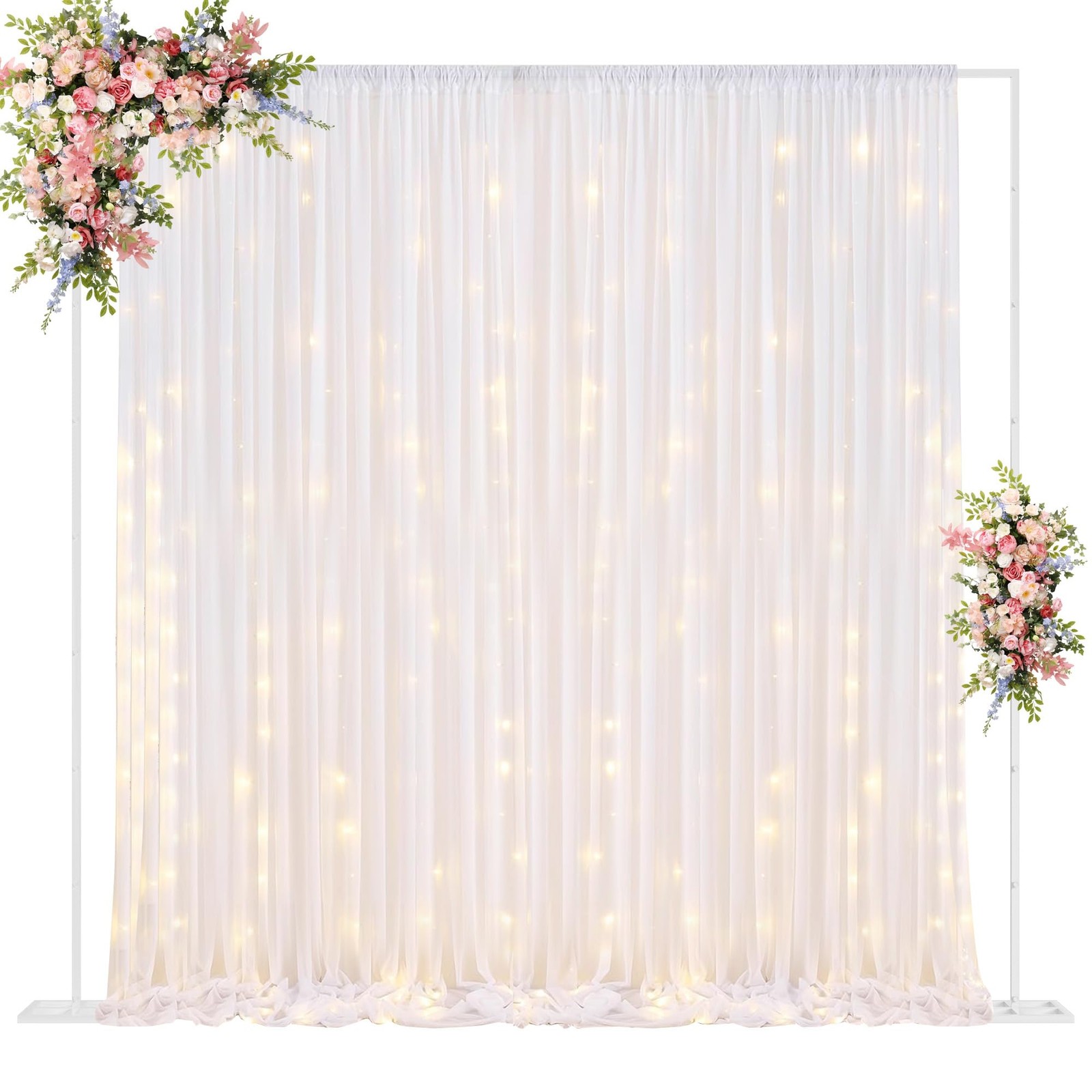 Fomcet 10FT x 10FT Backdrop Stand Heavy Duty with Base, White Portable Adjust…