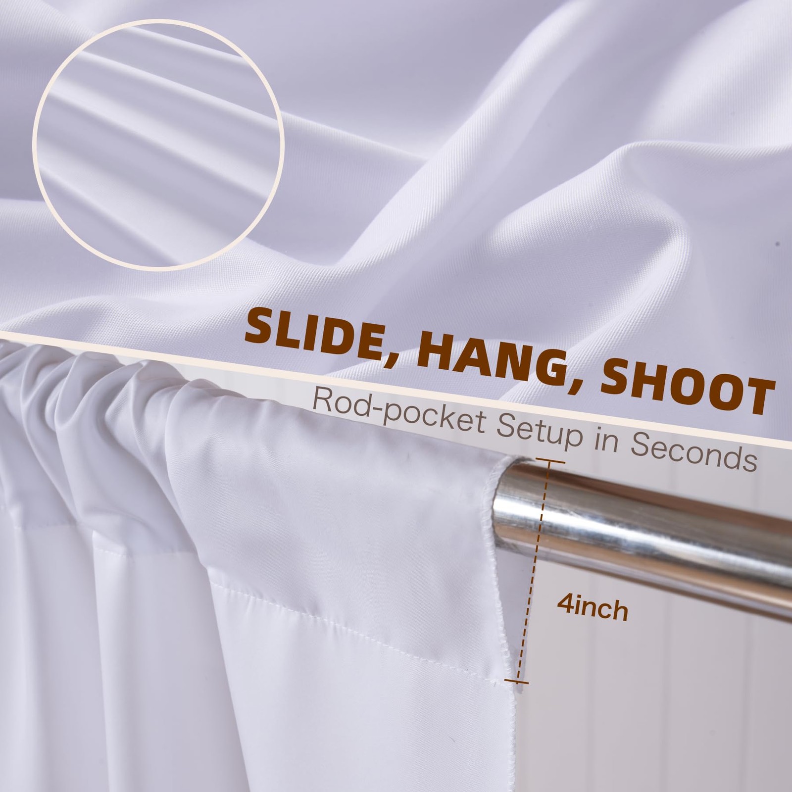 20x10FT White Backdrop Curtain for Parties,2 Panels(Each 10x10FT) Seamless He…