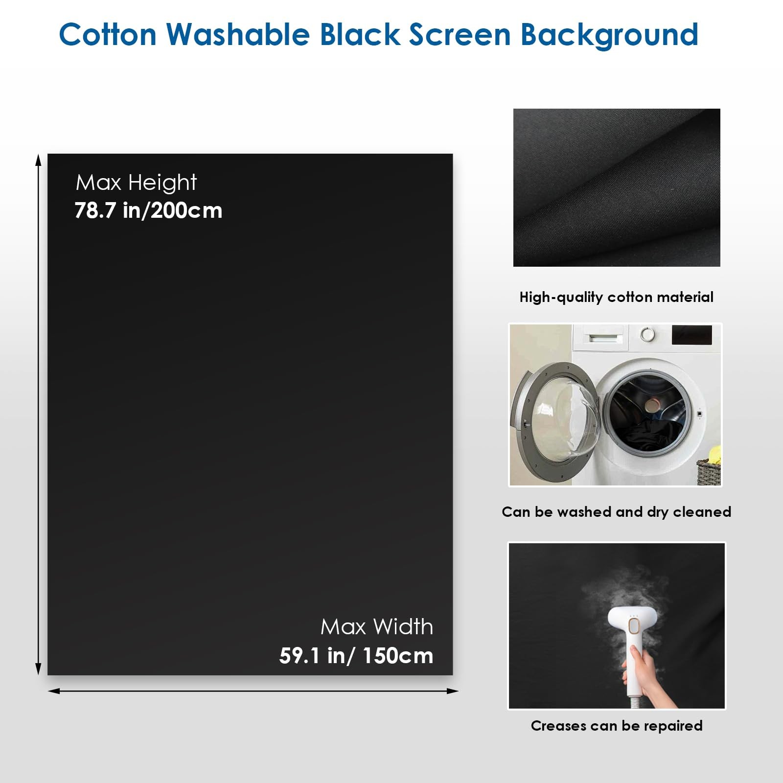 Black Screen Backdrop Kit Portable Background TShaped Stand 6.5×5.0 Feet