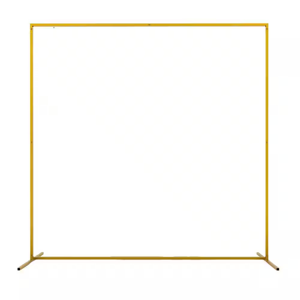 Square Metal Wedding Arch Backdrop Stand 6.6 Ft. X 6.6 Ft. Gold Balloon Frame fo