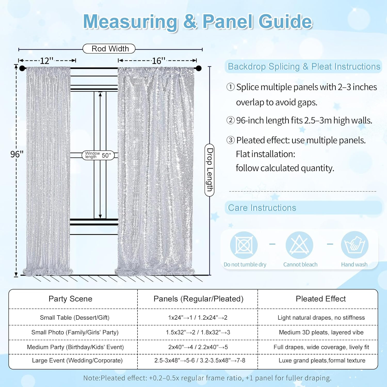 Silver Sequin Backdrop 2 Panels 2Ftx8Ft Christmas Party Backdrop Curtains Glitte