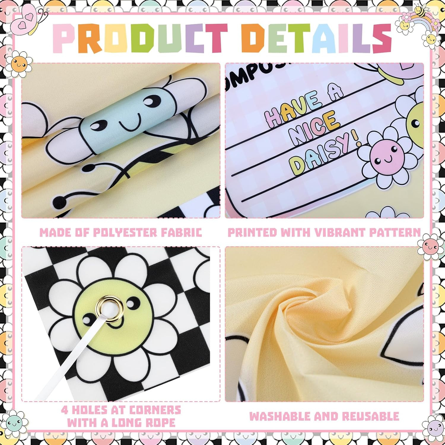 Pastel Petals Banner Door Decor Colorful Flowers Back to School Party Supplies P
