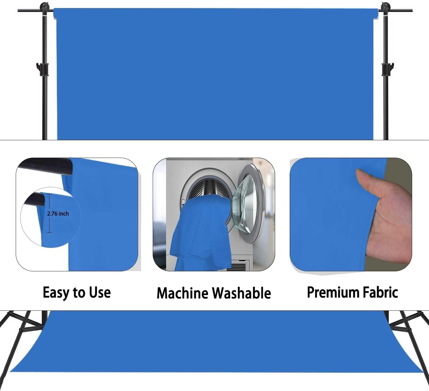 Lightweight Machine Washable Royal Blue Backdrop – 5x7ft Photography Essential