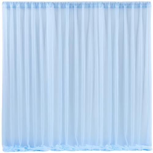 10×10 Blue Tulle Backdrop Curtains for Parties Sheer Backdrop Curtain Wedding…