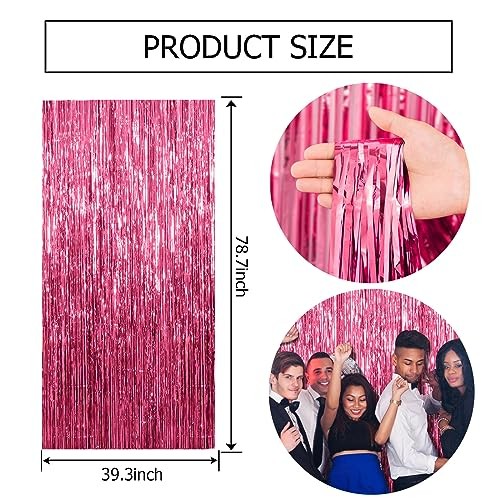 2 Pack Backdrop Party Decorations Tinsel 39.4″W x 78.7″L (Pack of 2) Pink