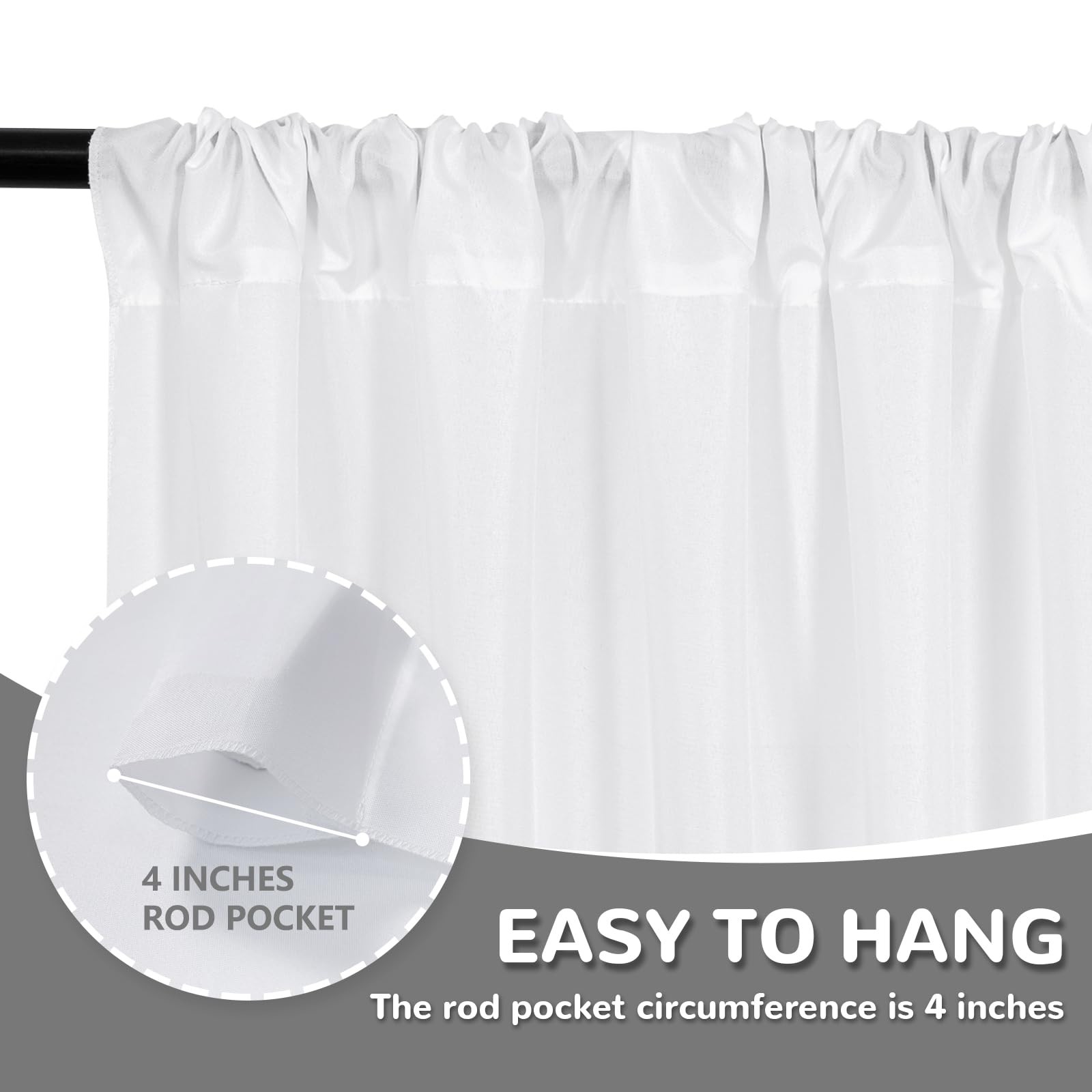 White Backdrop Curtain for Parties Wedding Photo Drapes 5×7 Feet 2 Panels