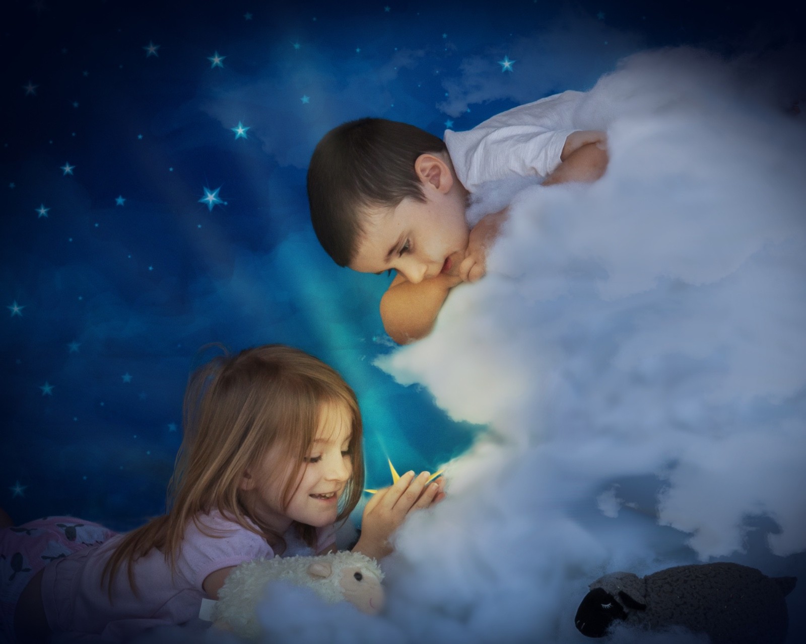 5×7 Blue Starry Night Photography Backdrop Celestial Sky Studio Background