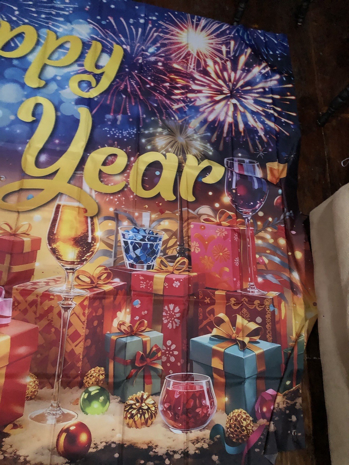 WOLADA Happy New Year Backdrop Multi Color 118.11×82.68 Inches (15ftx7ft)