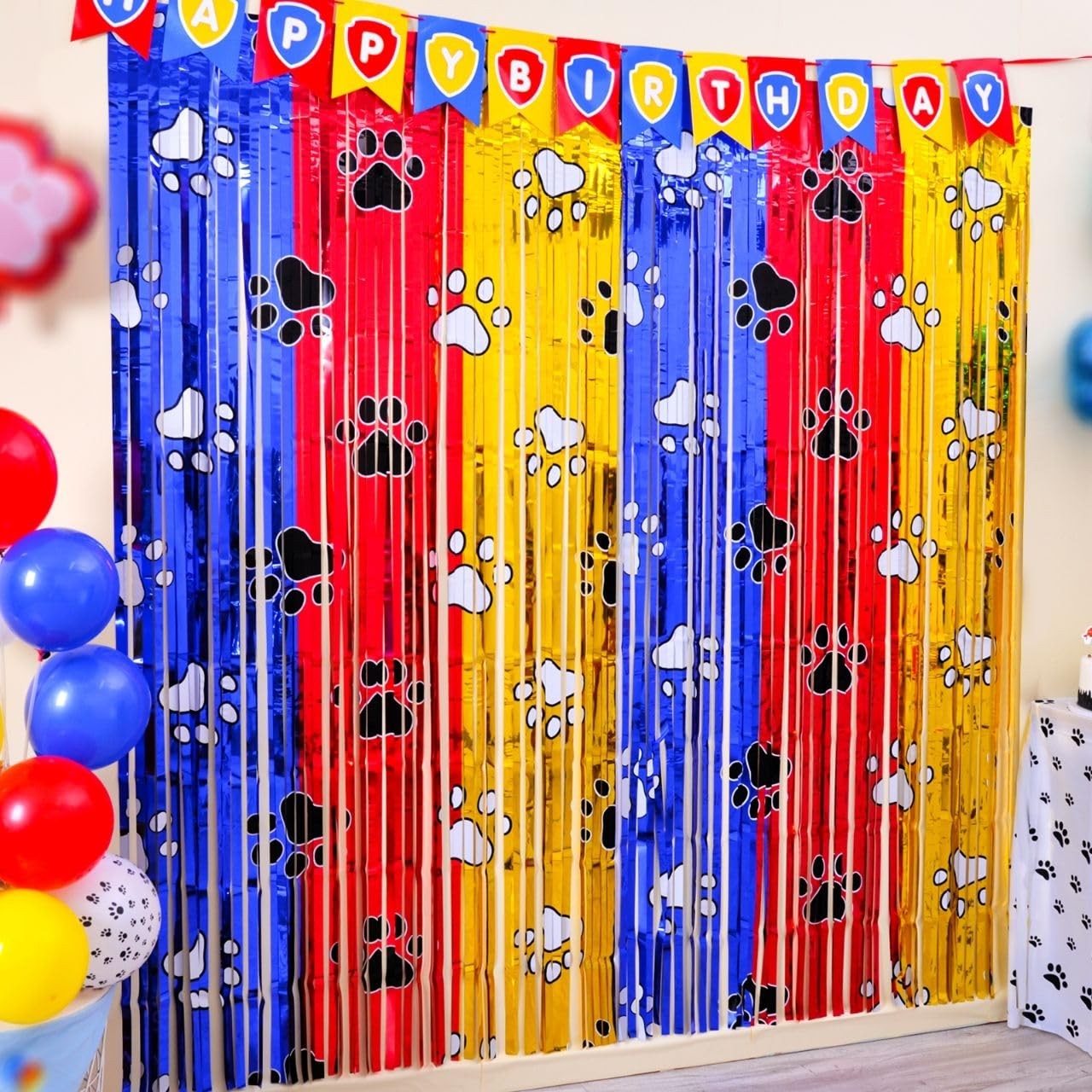 Paw Birthday Decorations, 2 Pack Gold Red and Blue Paw Birthday Party Supplie…