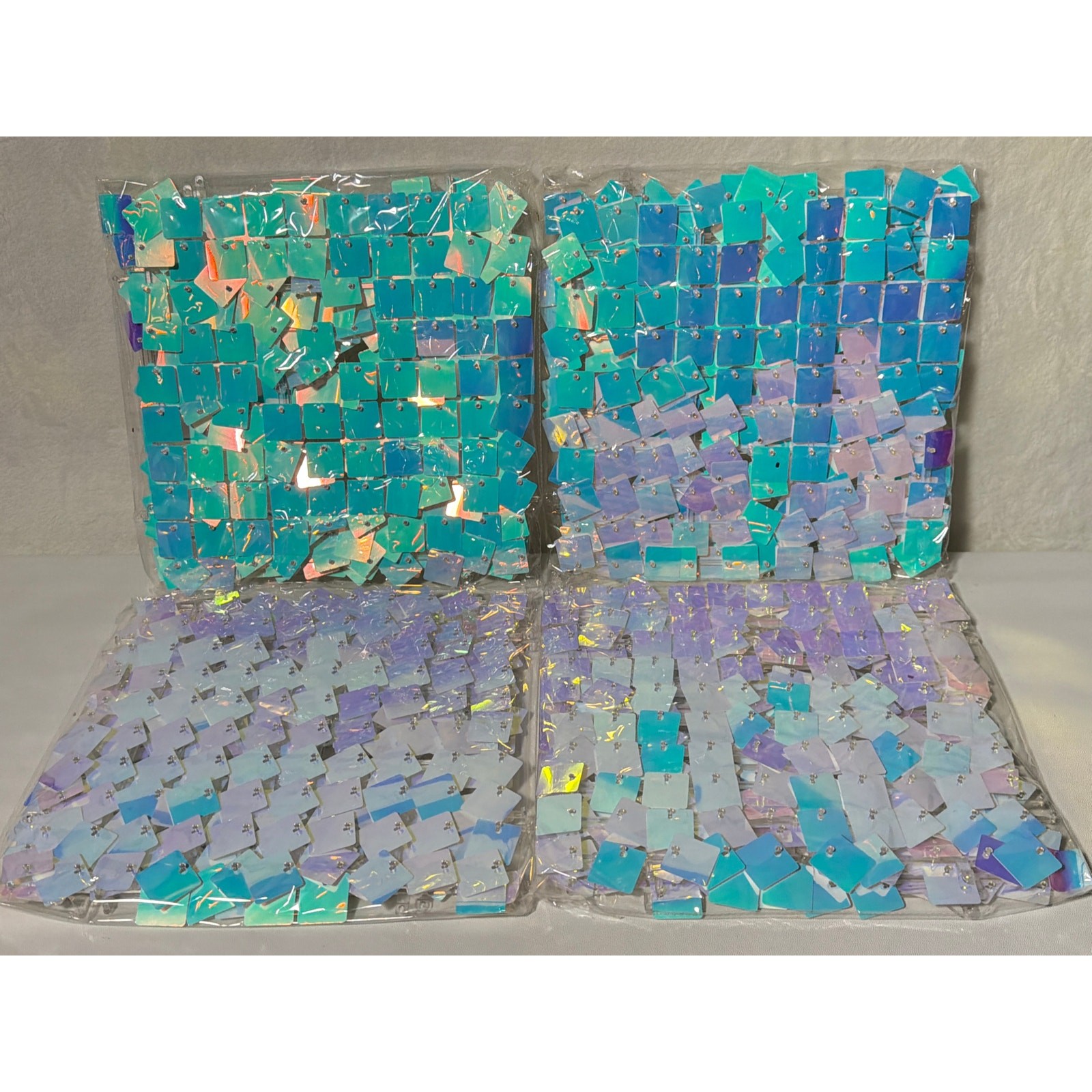 Shimmering Iridescent Square Sequin Spangles 12in x12in Backdrop Panel Set of 12