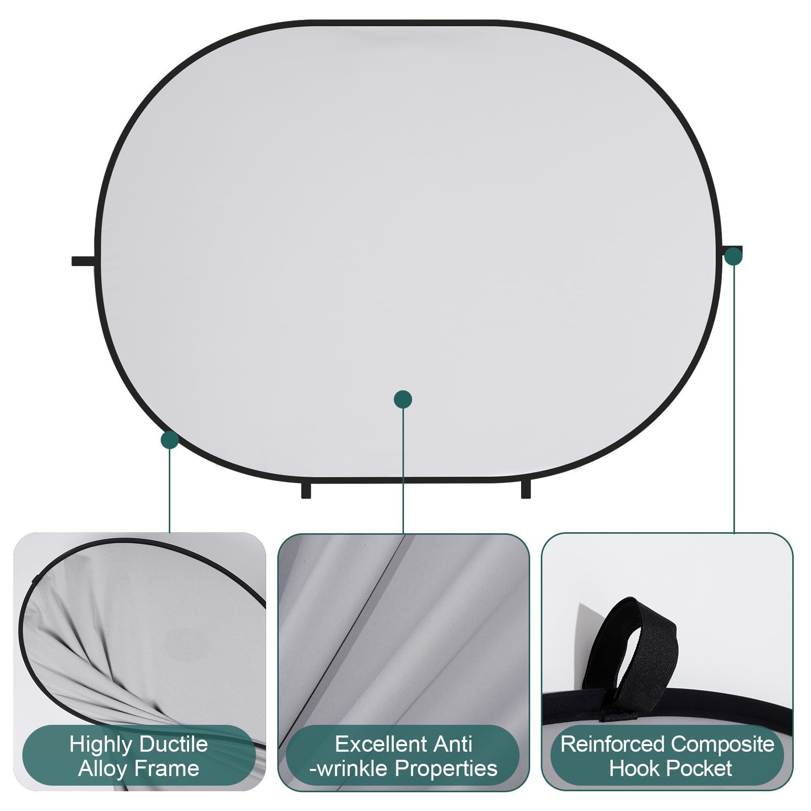 5×6.5ft(1.5x2m) Collapsible Backdrop White Grey Twist Flex Folding Pop up Bac…