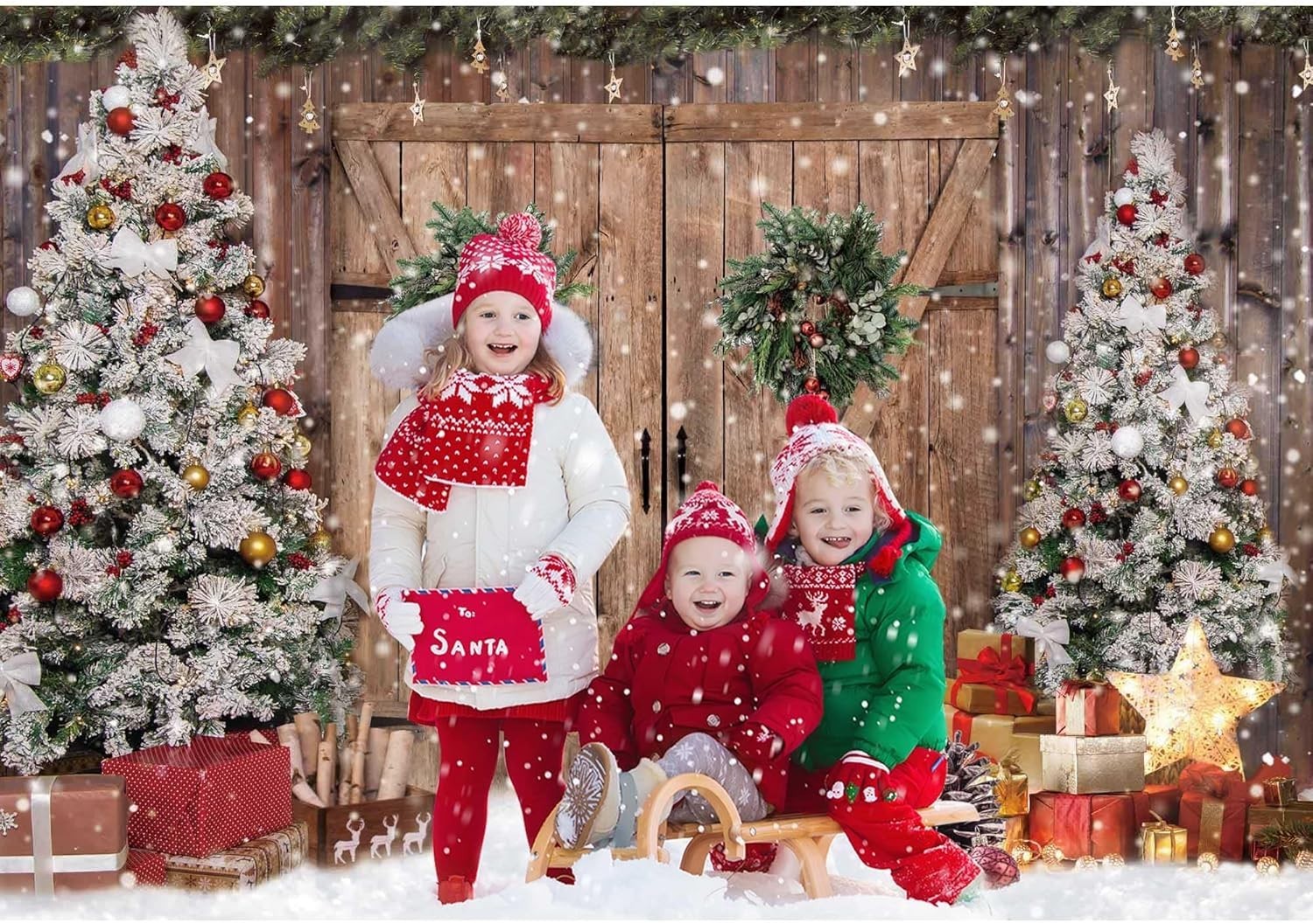 Machine Washable 7x5FT Polyester Christmas Backdrop for Ultimate Flexibility