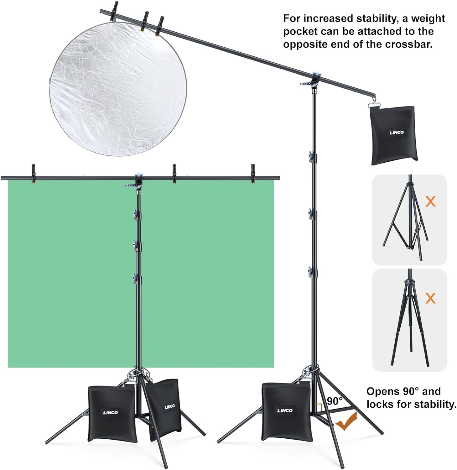 LINCO Photo T-Shape Backdrop Stand Background Backdrops Support Kit – 4198T