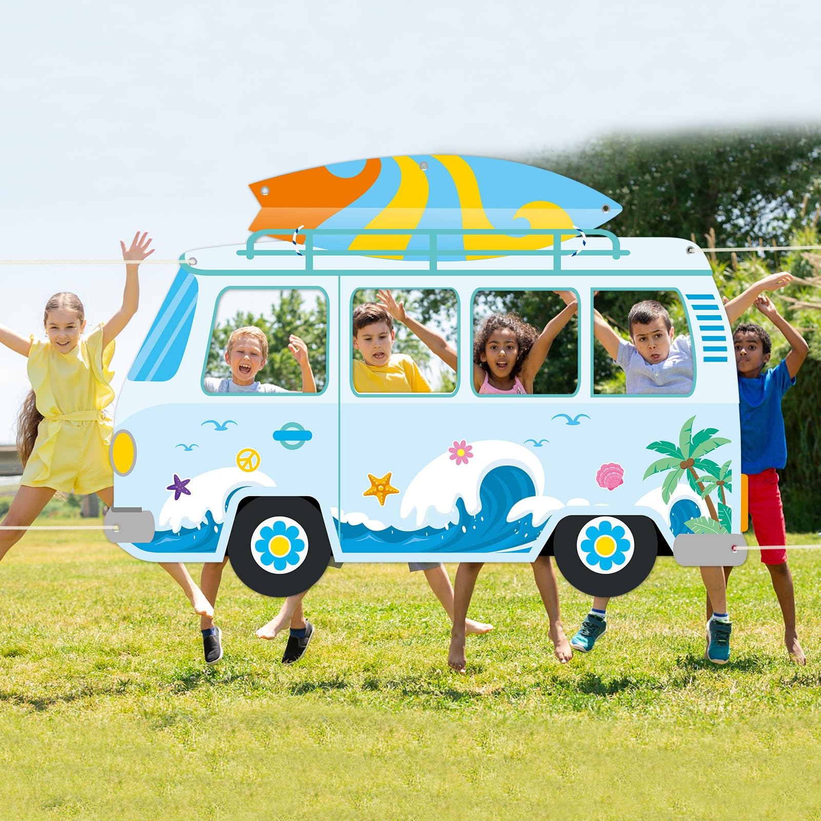 Summer Beach Bus Shaped Photo Prop Selfie Frame Party Decor 66 x 46in Large F…