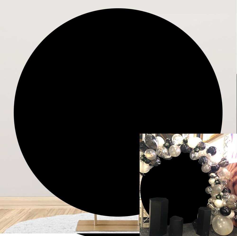 Pure Black 7.5×7.5ft Polyester Round Backdrop for Photography Background