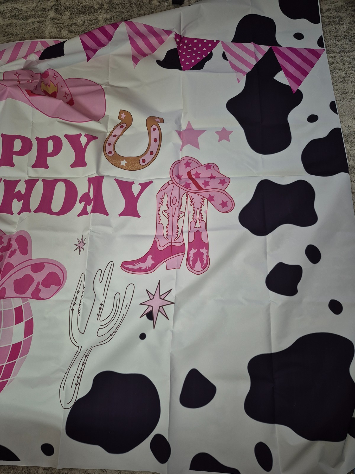 8x5ft Backdrop Girl Pink Cowgirl Birthday Western Theme- NEW