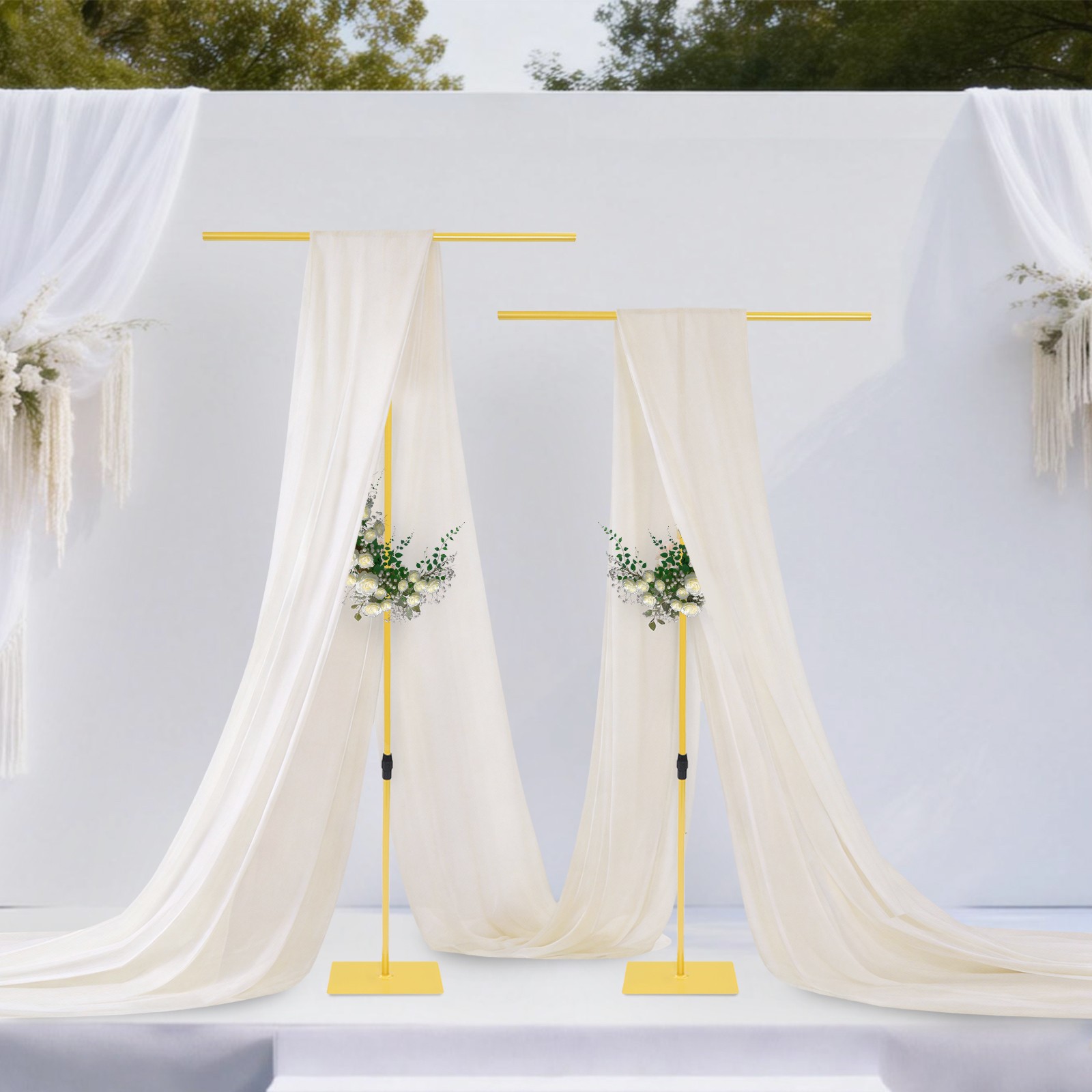 Backdrop Stands For Wedding 2 PCS Adjustable Height Backdrop Stands 80-240cm
