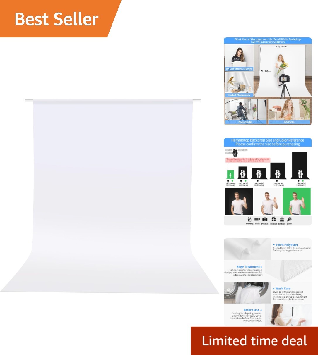 Professional White Photography Backdrop 5×7 ft for Birthdays and Weddings