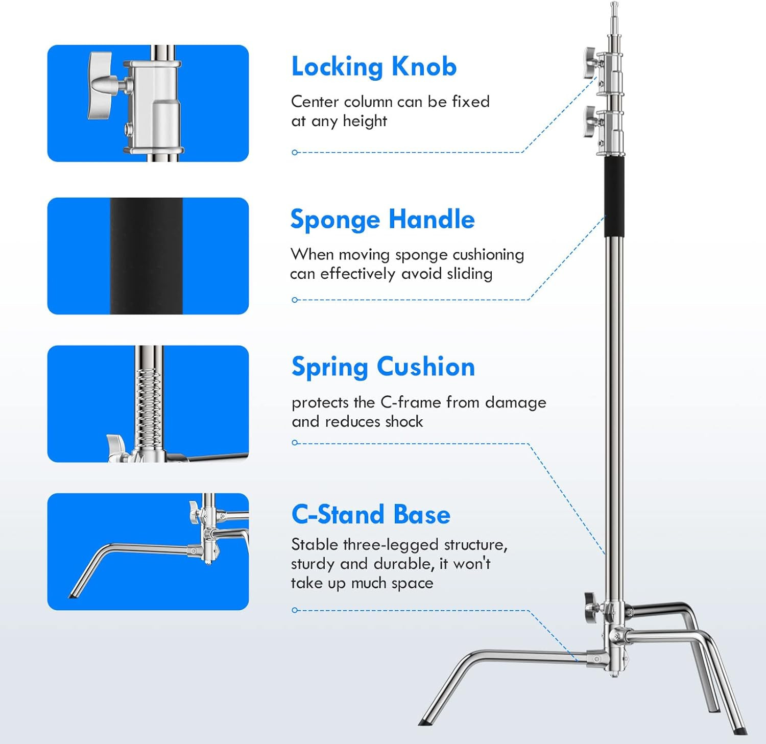 2 Pack 10Ft Heavy Duty C Stands with Boom Arm for Photography Studio