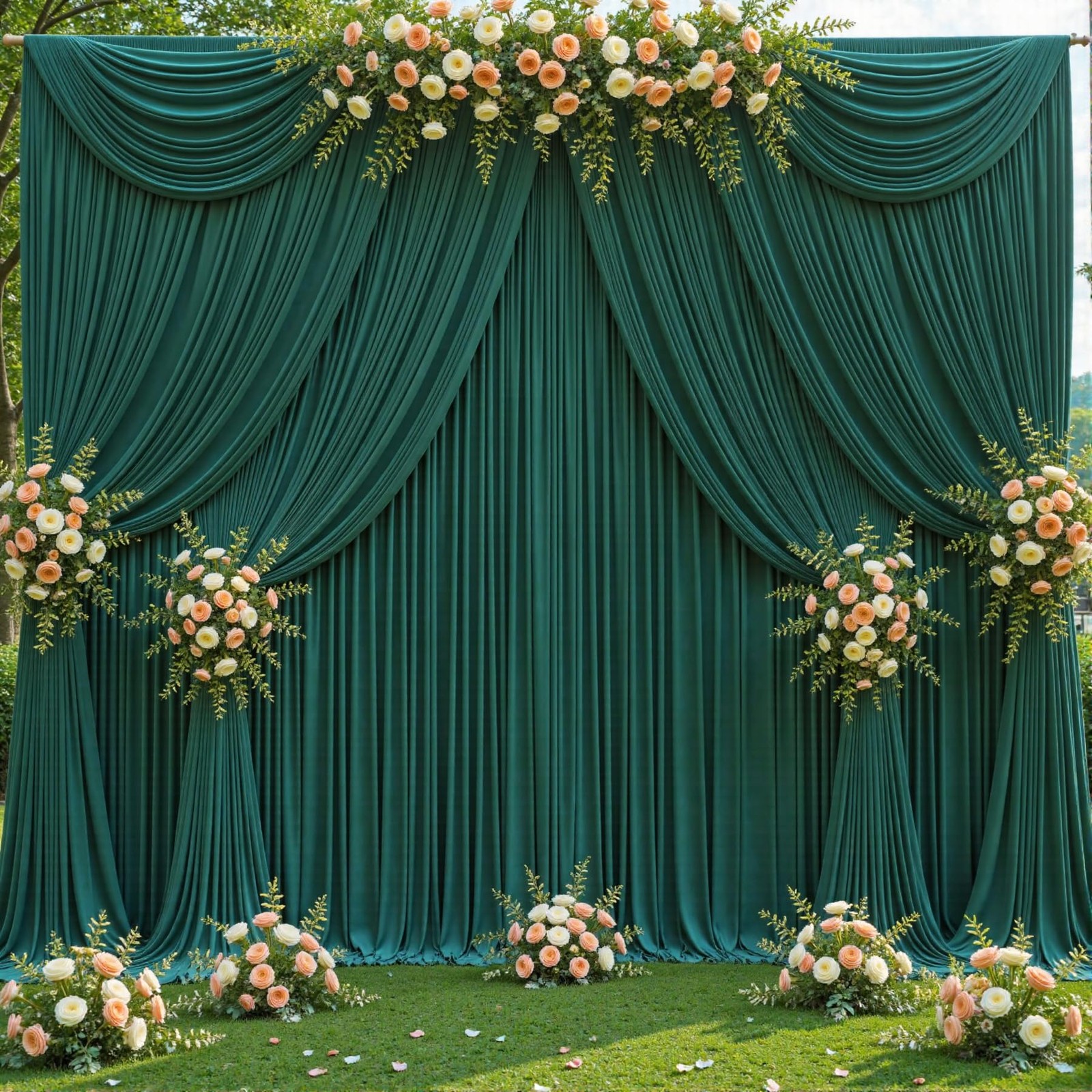 50ft x 10ft Wrinkle Free Hunter Green 5′(W) x 10′(H), 10 panels,