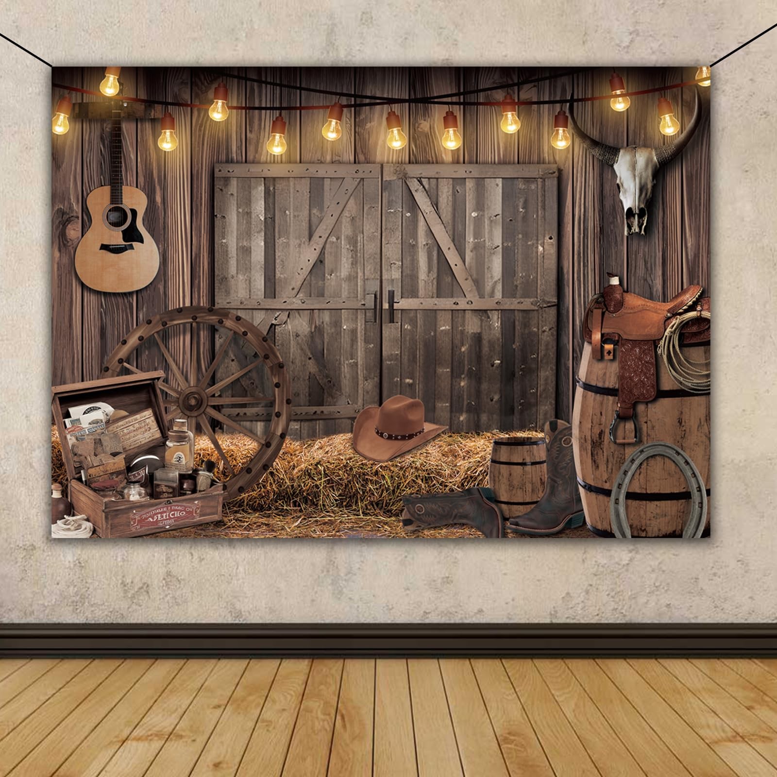 OurWarm 7x5FT Western Cowboy Backdrop Party 7 feet x 5 feet, tyle 2
