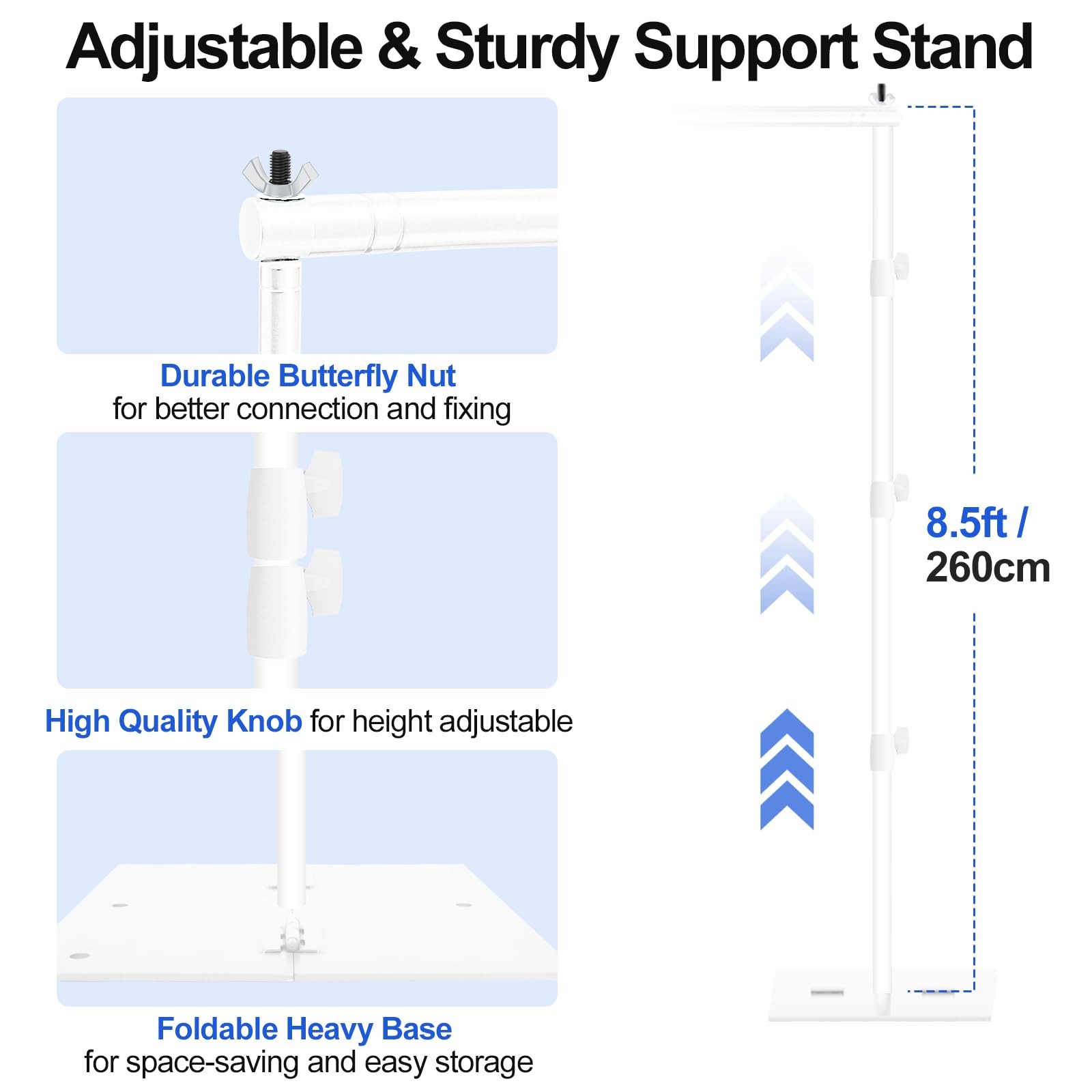 Backdrop Stand, 8.5x10ft Width Adjustable Photography Background Support Pole…