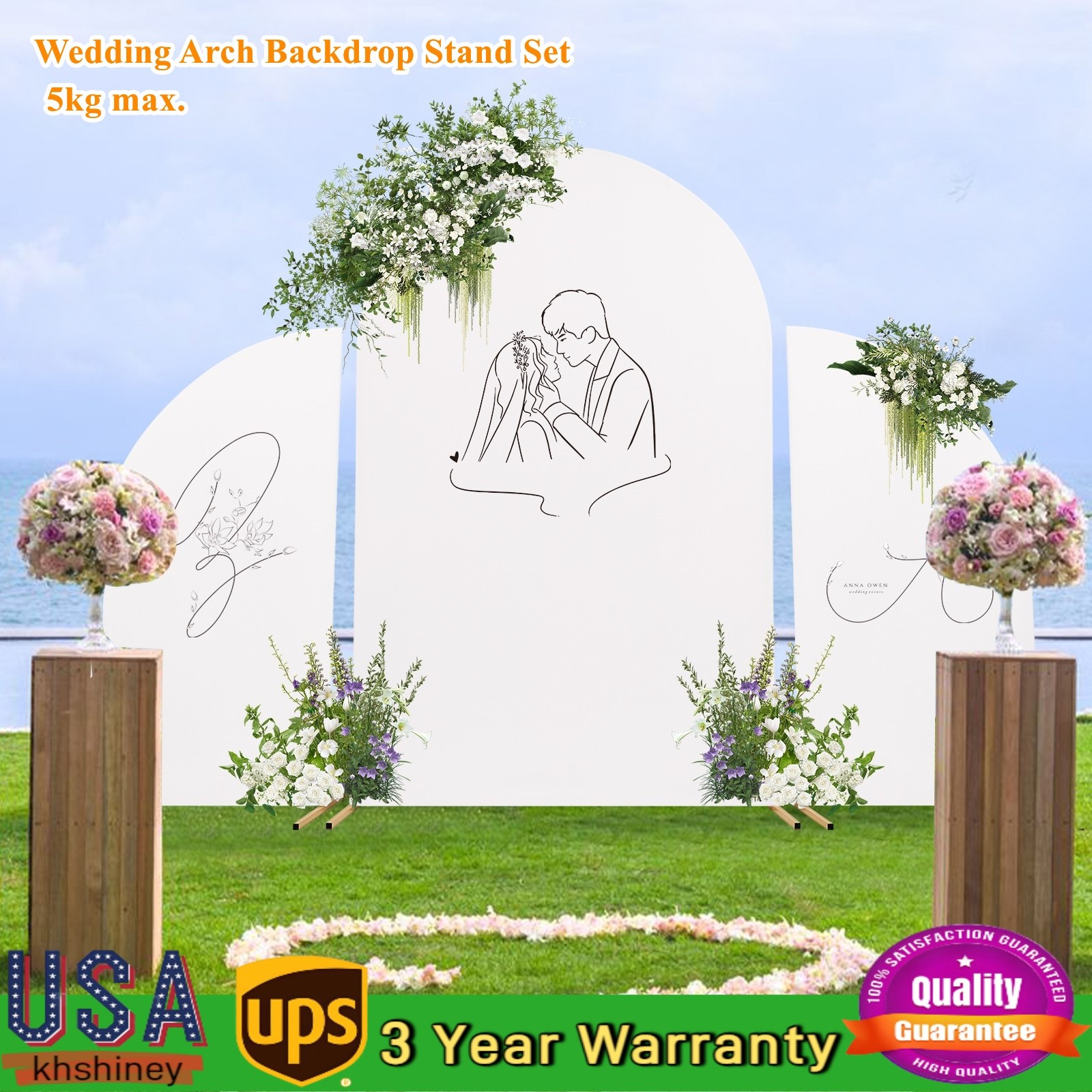 Metal Wedding Stand Backdrop Rack DIY Party Arch Flower Holder with Fabric Cover