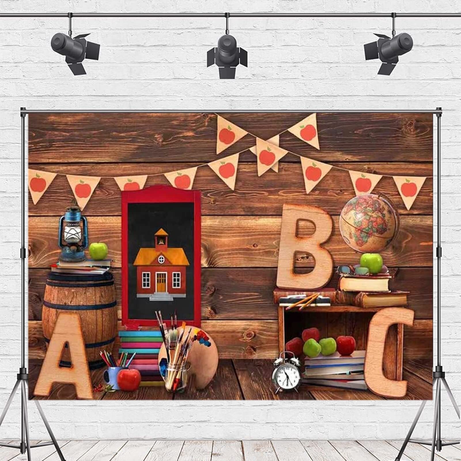 Welcome Back To School Backdrop 7x5FT Globe Pencil Classroom Online Teaching