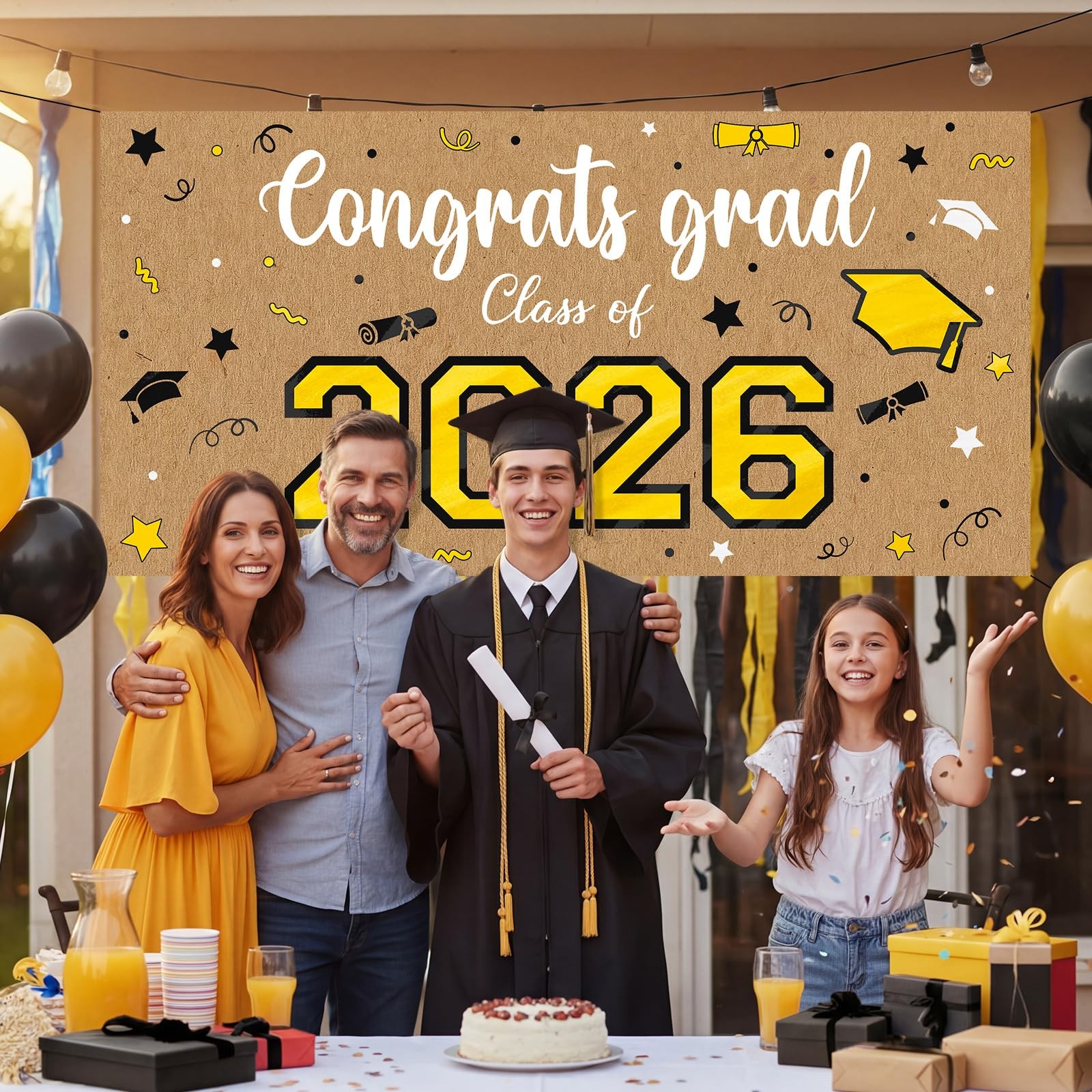 Kraft Paper Graduation Banner, 62″ x 31″ Large Congratulations Graduate Party…