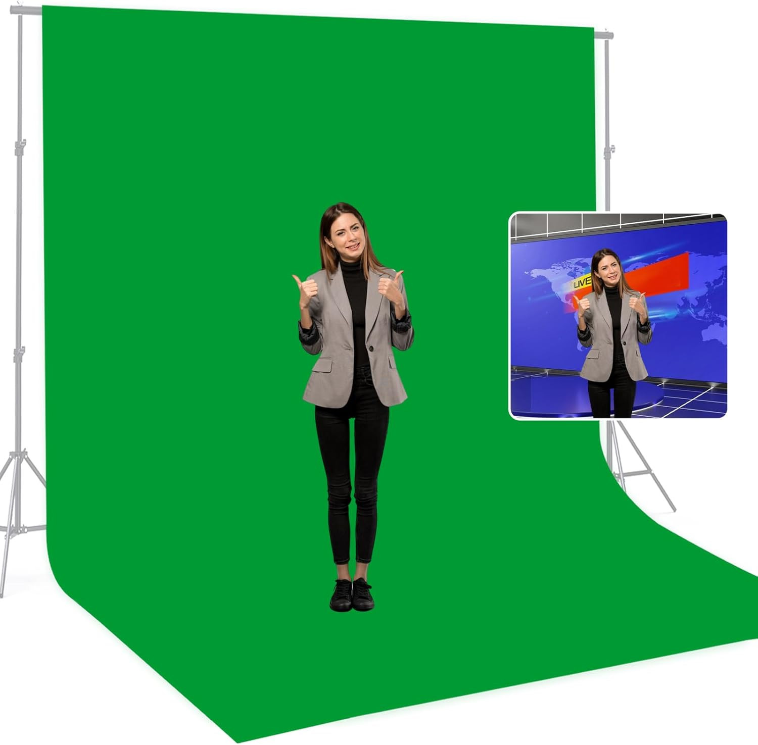 10 X10 FT Green Backdrop Cloth for Photography, Large Green Screen Background fo