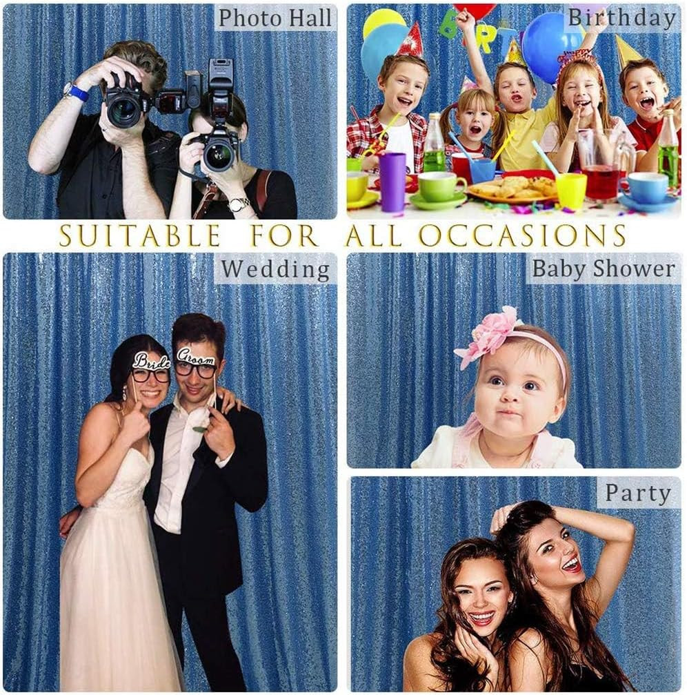 Baby Blue Sequin Backdrop Curtain 7ft x 7ft Glitter Photo Background | Glitter P