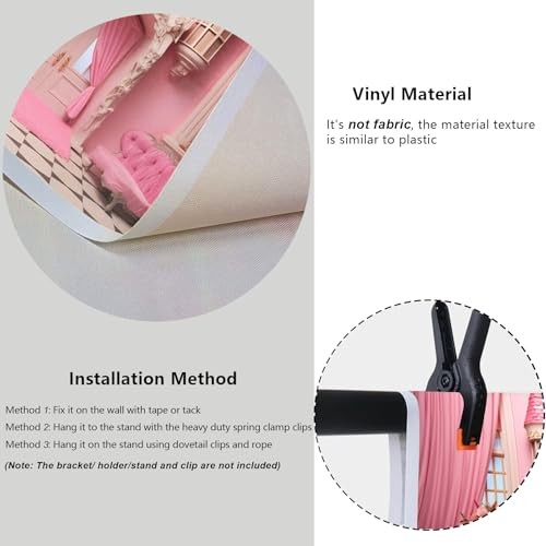 Pink Princess Castle Backdrop Sofa Flowers Vases Curtain Door 5x3ft Style 1