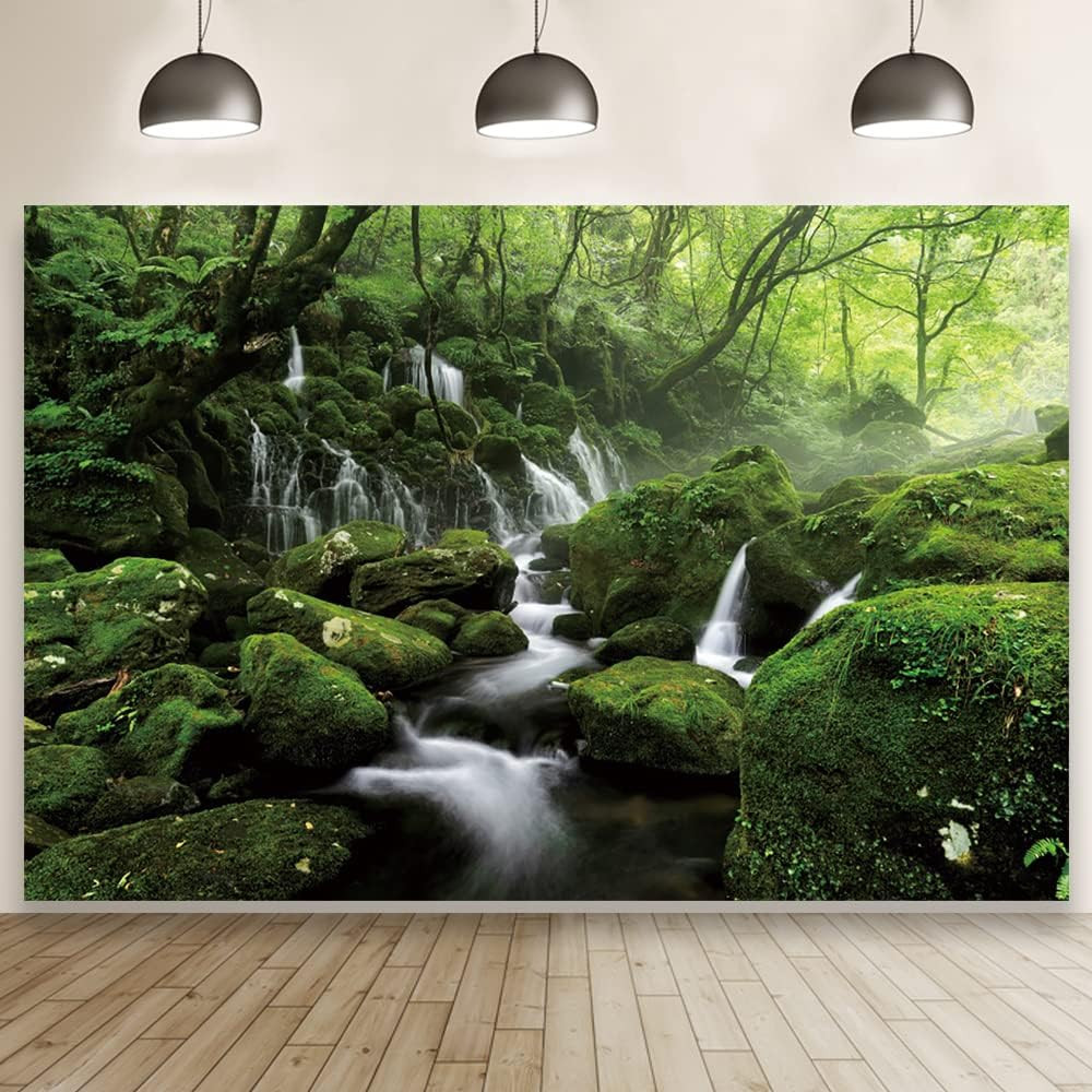 20X10Ft Forest Waterfall Backdrop Graceful Natural Scenery Photography Backgroun