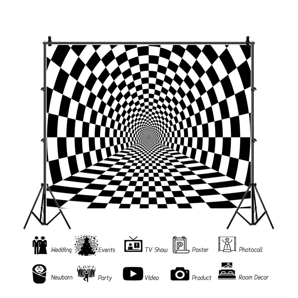 10x8ft Fathers Day Backdrop Black White Checkered Racing Photo Background