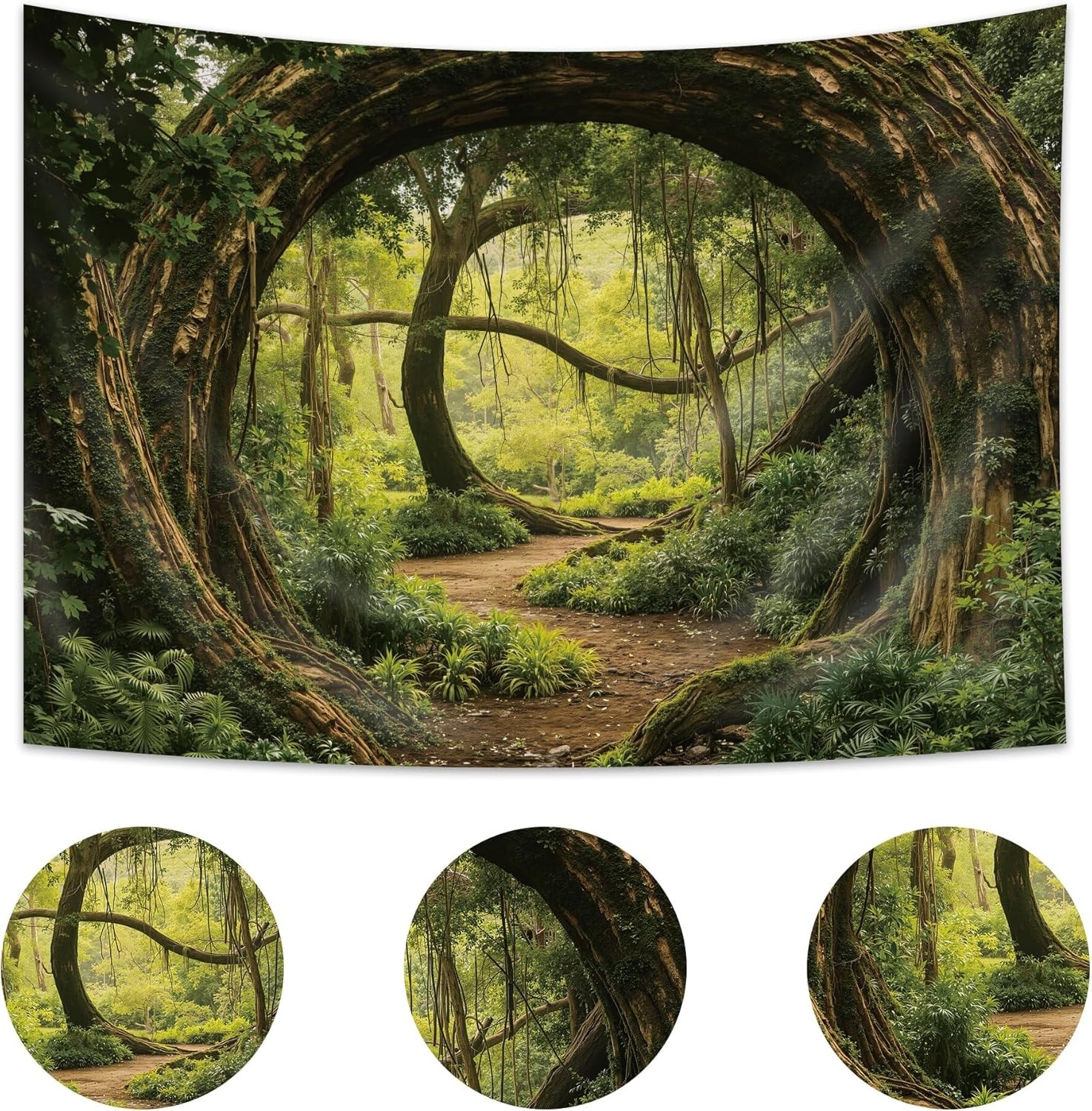 Tropical Jungle Trees Backdrop 7Wx5H Feet Rainforest Dark Green Trees Pathway…